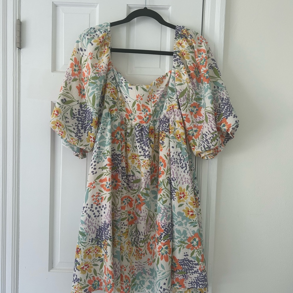 Floral Mini Dress with Puff Sleeves